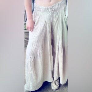 Cream all cotton wide legged pants